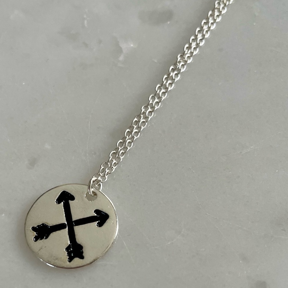 Silver Double Arrow Necklace - Picture 3 of 4